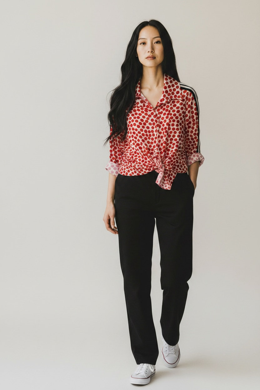 Camicia pois rosso