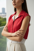 Camicia crop smanicata