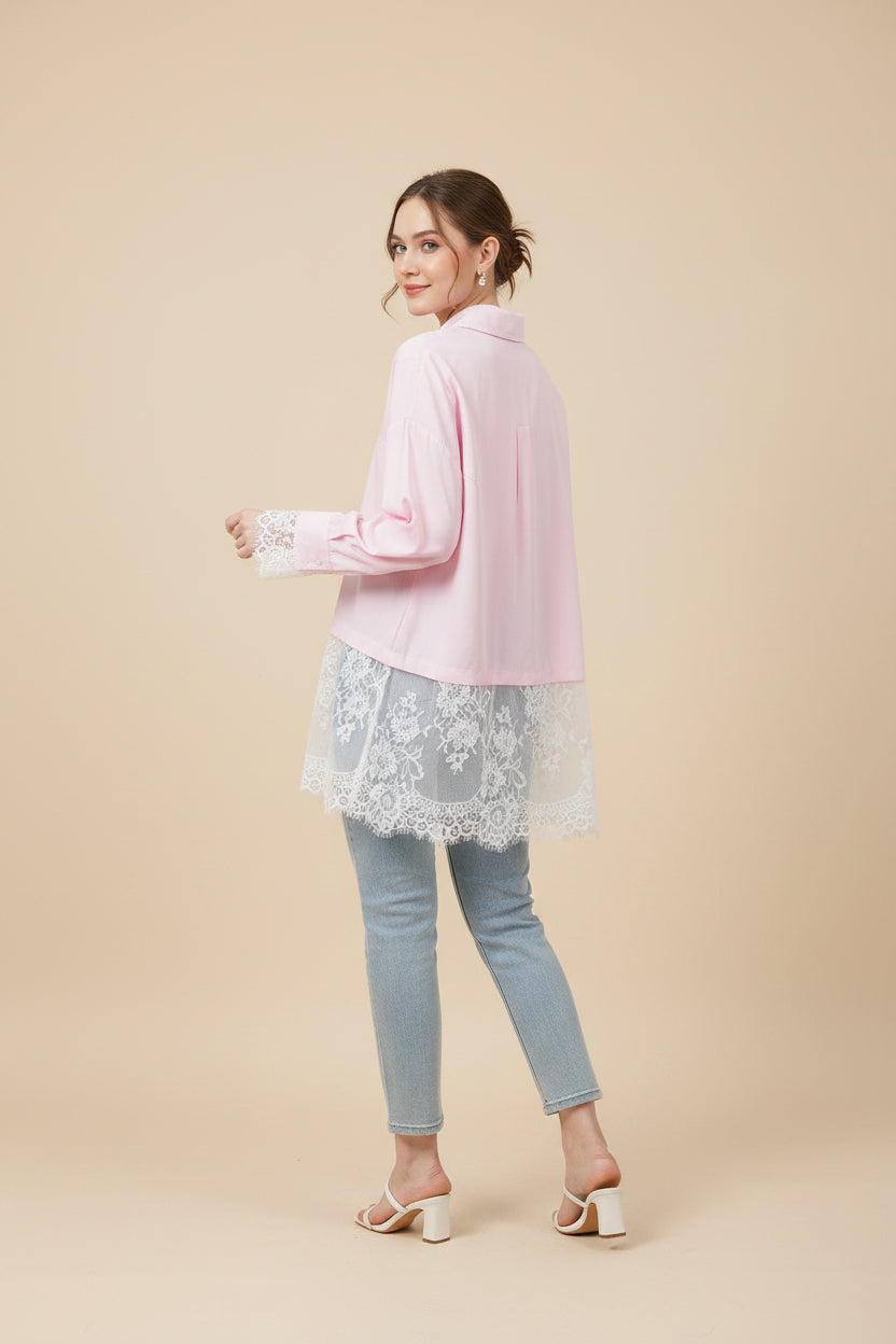 Camicia pink pizzo