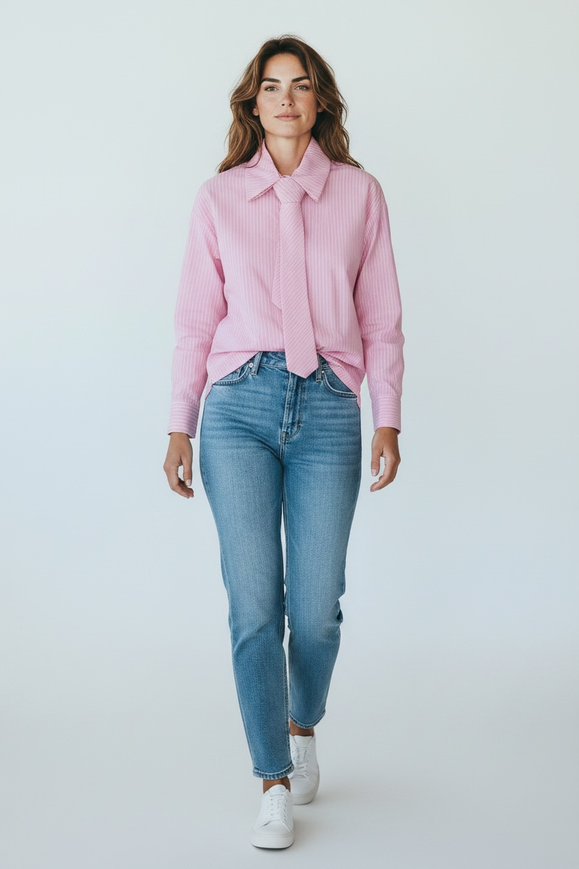 Camicia cravatta rosa